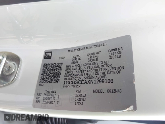 ✅ 2022 Chevrolet Colorado 2WD LT • VIN: 1GCGSCEAXN1299106 • Lot: 42979943. Wystawiony na IAAI z przebiegiem 66 317 mil. Bezpłatny archiwum sprzedaży aukcyjnych z USA i szczegółowy raport historii pojazdu na DreamBid. Zdjęcie 9.