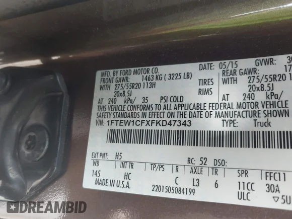 ✅ 2015 Ford F-150 XLT • VIN: 1FTEW1CFXFKD47343 • Лот: 43934603. Опубліковано раніше на IAAI з пробігом 362 634 миль. Безкоштовний доступ до архіву аукціонних продажів зі США та докладний звіт про історію автомобіля на DreamBid. Зображення 9.