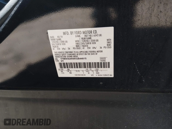 ✅ 2019 Ford Police Interceptor Utility • VIN: 1FM5K8AR4KGB44815 • Lot: 45118084. Wystawiony na IAAI z przebiegiem 60 618 mil. Bezpłatny archiwum sprzedaży aukcyjnych z USA i szczegółowy raport historii pojazdu na DreamBid. Zdjęcie 9.