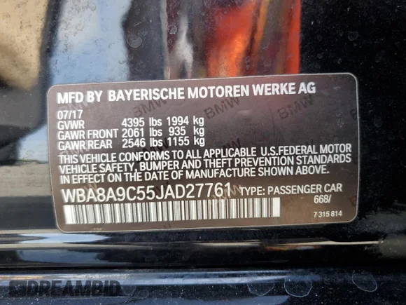 ✅ 2018 BMW 3 Series 320i • VIN: WBA8A9C55JAD27761 • Лот: 47391033. Опубліковано раніше на Copart з пробігом 62 659 миль. Безкоштовний доступ до архіву аукціонних продажів зі США та докладний звіт про історію автомобіля на DreamBid. Зображення 12.