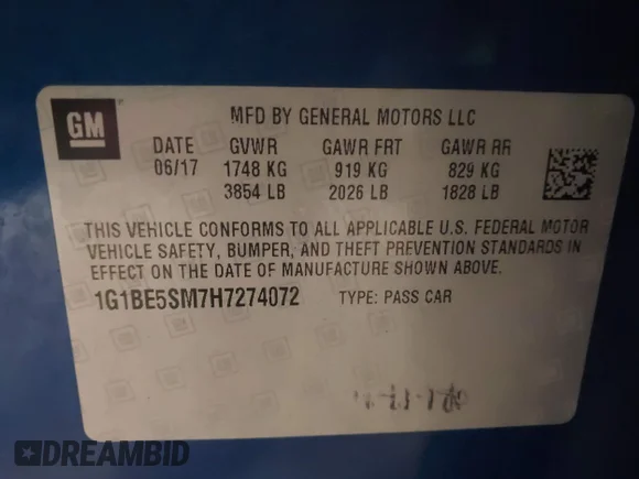✅ 2017 Chevrolet Cruze LT • VIN: 1G1BE5SM7H7274072 • Lot: 45058579. Wystawiony na IAAI z przebiegiem 150 004 mil. Bezpłatny archiwum sprzedaży aukcyjnych z USA i szczegółowy raport historii pojazdu na DreamBid. Zdjęcie 9.