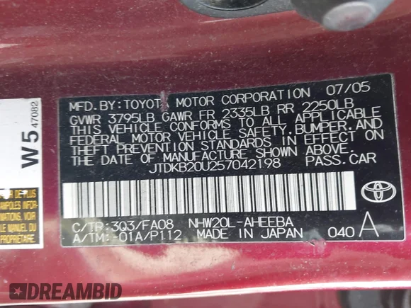 ✅ 2005 Toyota Prius • VIN: JTDKB20U257042198 • Lot: 45244999. Wystawiony na IAAI z przebiegiem Nie podano. Bezpłatny archiwum sprzedaży aukcyjnych z USA i szczegółowy raport historii pojazdu na DreamBid. Zdjęcie 9.