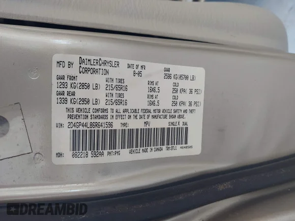 ✅ 2006 Dodge Grand Caravan SXT • VIN: 2D4GP44L86R641596 • Lot: 45407161. Wystawiony na IAAI z przebiegiem 226 751 mil. Bezpłatny archiwum sprzedaży aukcyjnych z USA i szczegółowy raport historii pojazdu na DreamBid. Zdjęcie 9.