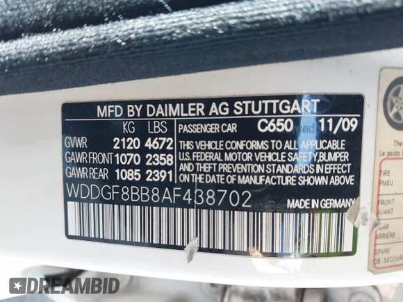 ✅ 2010 Mercedes-Benz C 300 Sport • VIN: WDDGF8BB8AF438702 • Lot: 44063952. Wystawiony na IAAI z przebiegiem 146 226 mil. Bezpłatny archiwum sprzedaży aukcyjnych z USA i szczegółowy raport historii pojazdu na DreamBid. Zdjęcie 9.