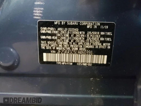 ✅ 2020 Subaru Forester Limited • VIN: JF2SKASC5LH460391 • Лот: 36737383. Опубліковано раніше на Copart з пробігом 24 237 миль. Безкоштовний доступ до архіву аукціонних продажів зі США та докладний звіт про історію автомобіля на DreamBid. Зображення 12.