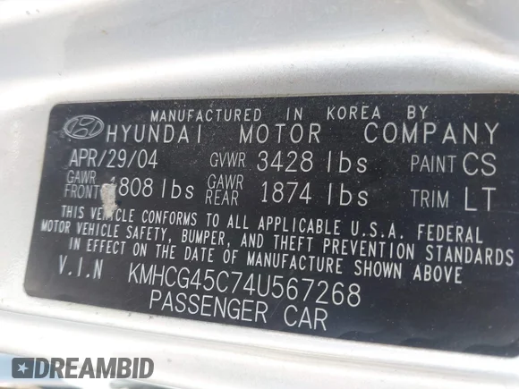 ✅ 2004 Hyundai Accent GL • VIN: KMHCG45C74U567268 • Лот: 42444194. Опубліковано раніше на IAAI з пробігом 182 380 миль. Безкоштовний доступ до архіву аукціонних продажів зі США та докладний звіт про історію автомобіля на DreamBid. Зображення 9.