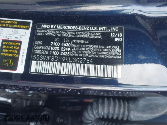 ✅ 2019 Mercedes-Benz C 300 • VIN: 55SWF8DB9KU302764 • Lot: 44201799. Wystawiony na IAAI z przebiegiem 115 706 mil. Bezpłatny archiwum sprzedaży aukcyjnych z USA i szczegółowy raport historii pojazdu na DreamBid. Zdjęcie 9.
