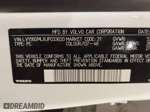 ✅ 2018 Volvo S90 Inscription • VIN: LVY992ML8JP033620 • Лот: 42462226. Опубліковано раніше на IAAI з пробігом 89 093 миль. Безкоштовний доступ до архіву аукціонних продажів зі США та докладний звіт про історію автомобіля на DreamBid. Зображення 9.