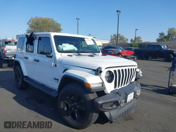 ✅ 2021 Jeep Wrangler Unlimited Sahara • VIN: 1C4HJXEN5MW727022 • Lot: 45249086. Listed on IAAI with 42,691 mi. Free auction sales archive from the USA and detailed vehicle history report at DreamBid. Image 1.
