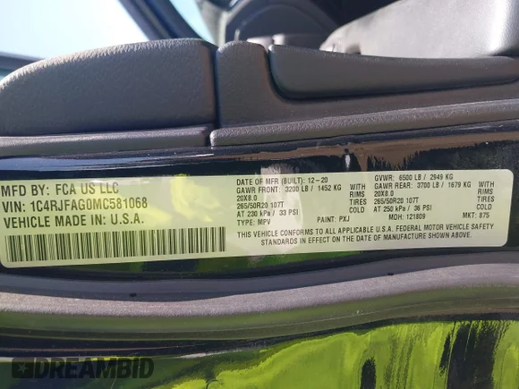 ✅ 2021 Jeep Grand Cherokee Laredo X • VIN: 1C4RJFAG0MC581068 • Лот: 45186883. Опубліковано раніше на IAAI з пробігом 112 482 миль. Безкоштовний доступ до архіву аукціонних продажів зі США та докладний звіт про історію автомобіля на DreamBid. Зображення 9.