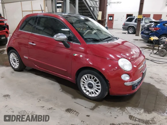 ✅ 2012 FIAT 500 Lounge • VIN: 3C3CFFCR7CT106580 • Lot: 44383894. Listed on IAAI with 90,896 mi. Free auction sales archive from the USA and detailed vehicle history report at DreamBid. Image 1.