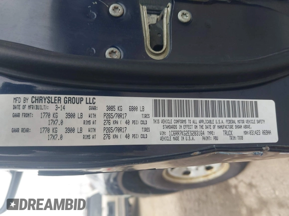 ✅ 2014 Ram 1500 Tradesman • VIN: 1C6RR7KG2ES283164 • Lot: 44642804. Wystawiony na IAAI z przebiegiem 188 817 mil. Bezpłatny archiwum sprzedaży aukcyjnych z USA i szczegółowy raport historii pojazdu na DreamBid. Zdjęcie 9.
