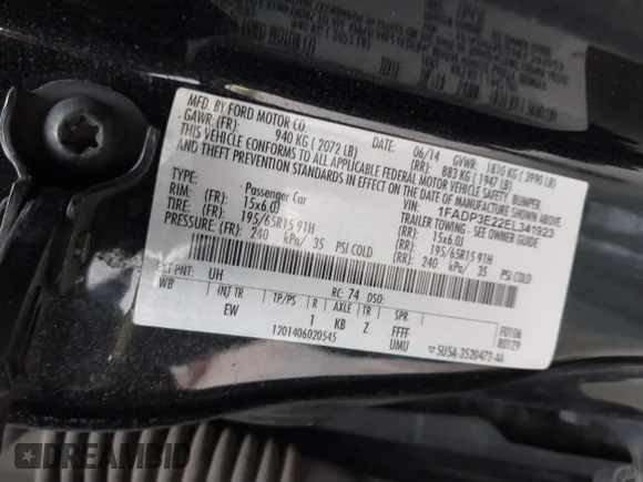 ✅ 2014 Ford Focus S • VIN: 1FADP3E22EL341923 • Лот: 45083694. Опубліковано раніше на IAAI з пробігом 190 413 миль. Безкоштовний доступ до архіву аукціонних продажів зі США та докладний звіт про історію автомобіля на DreamBid. Зображення 9.