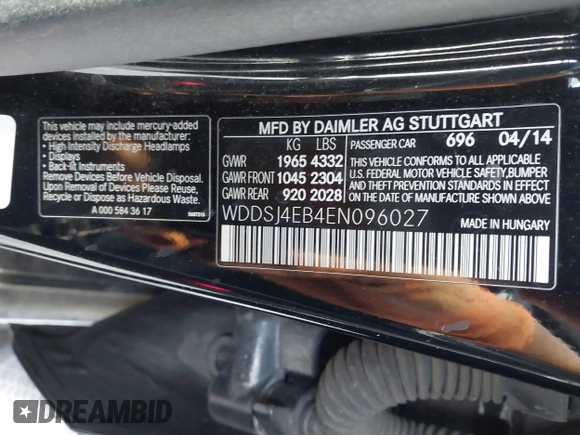✅ 2014 Mercedes-Benz CLA 250 • VIN: WDDSJ4EB4EN096027 • Lot: 44263866. Wystawiony na IAAI z przebiegiem 135 503 mil. Bezpłatny archiwum sprzedaży aukcyjnych z USA i szczegółowy raport historii pojazdu na DreamBid. Zdjęcie 9.