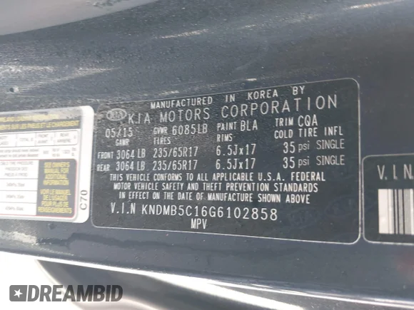 ✅ 2016 Kia Sedona LX • VIN: KNDMB5C16G6102858 • Lot: 42201712. Wystawiony na IAAI z przebiegiem 165 038 mil. Bezpłatny archiwum sprzedaży aukcyjnych z USA i szczegółowy raport historii pojazdu na DreamBid. Zdjęcie 9.