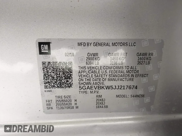✅ 2018 Buick Enclave Premium • VIN: 5GAEVBKW5JJ217674 • Лот: 44932028. Опубліковано раніше на IAAI з пробігом 65 756 миль. Безкоштовний доступ до архіву аукціонних продажів зі США та докладний звіт про історію автомобіля на DreamBid. Зображення 9.