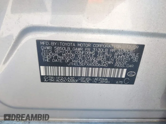 ✅ 2010 Lexus LS 460 • VIN: JTHCL5EFXA5006440 • Лот: 41988811. Опубліковано раніше на IAAI з пробігом 162 599 миль. Безкоштовний доступ до архіву аукціонних продажів зі США та докладний звіт про історію автомобіля на DreamBid. Зображення 9.