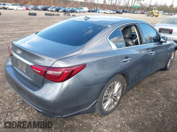 ✅ 2019 Infiniti Q50 Luxe • VIN: JN1EV7AR1KM593007 • Lot: 43890854. Wystawiony na IAAI z przebiegiem 83 851 mil. Bezpłatny archiwum sprzedaży aukcyjnych z USA i szczegółowy raport historii pojazdu na DreamBid. Zdjęcie 4.