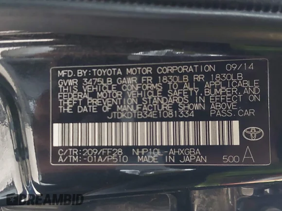 ✅ 2014 Toyota Prius Two • VIN: JTDKDTB34E1081334 • Lot: 43543212. Wystawiony na IAAI z przebiegiem 155 576 mil. Bezpłatny archiwum sprzedaży aukcyjnych z USA i szczegółowy raport historii pojazdu na DreamBid. Zdjęcie 9.