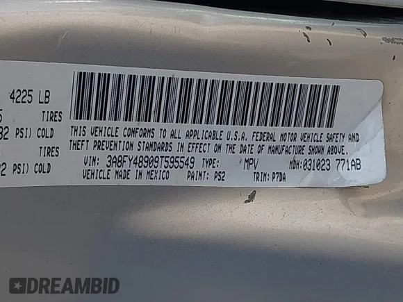 ✅ 2009 Chrysler PT Cruiser • VIN: 3A8FY48909T595549 • Lot: 42148163. Wystawiony na IAAI z przebiegiem 113 750 mil. Bezpłatny archiwum sprzedaży aukcyjnych z USA i szczegółowy raport historii pojazdu na DreamBid. Zdjęcie 9.