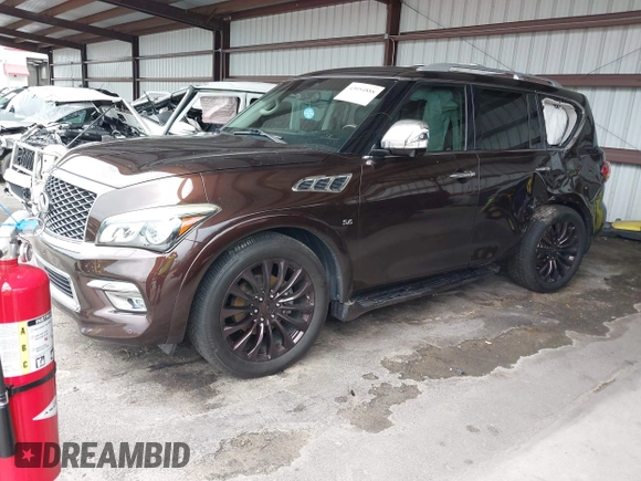 ✅ 2017 Infiniti QX80 • VIN: JN8AZ2NE7H9150340 • Lot: 43054888. Wystawiony na IAAI z przebiegiem 99 135 mil. Bezpłatny archiwum sprzedaży aukcyjnych z USA i szczegółowy raport historii pojazdu na DreamBid. Zdjęcie 2.