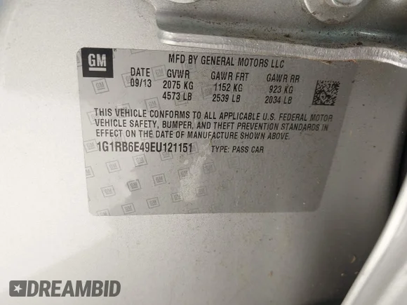 ✅ 2014 Chevrolet Volt • VIN: 1G1RB6E49EU121151 • Lot: 44274179. Wystawiony na IAAI z przebiegiem 58 387 mil. Bezpłatny archiwum sprzedaży aukcyjnych z USA i szczegółowy raport historii pojazdu na DreamBid. Zdjęcie 9.