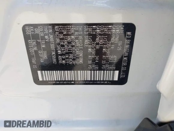✅ 2026 Nissan Rogue Platinum • VIN: JN8BT3DD7TW295862 • Lot: 45256063. Listed on IAAI with 27,784 mi. Free auction sales archive from the USA and detailed vehicle history report at DreamBid. Image 9.