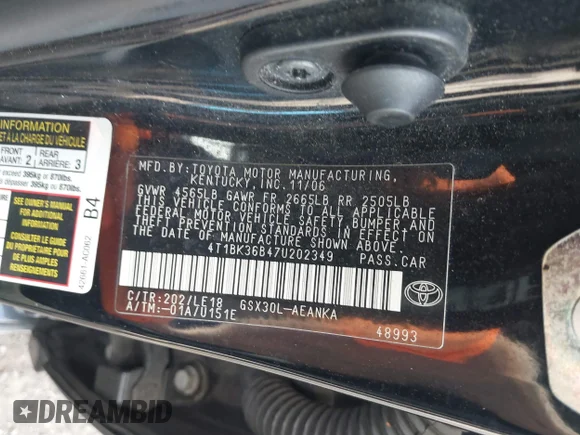 ✅ 2007 Toyota Avalon Limited • VIN: 4T1BK36B47U202349 • Lot: 44760604. Wystawiony na IAAI z przebiegiem 151 163 mil. Bezpłatny archiwum sprzedaży aukcyjnych z USA i szczegółowy raport historii pojazdu na DreamBid. Zdjęcie 9.