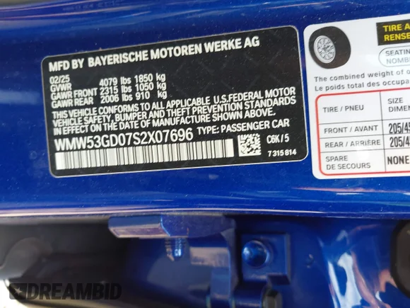 ✅ 2025 MINI Hardtop 4 Door Cooper S • VIN: WMW53GD07S2X07696 • Lot: 43729941. Wystawiony na IAAI z przebiegiem 2 186 mil. Bezpłatny archiwum sprzedaży aukcyjnych z USA i szczegółowy raport historii pojazdu na DreamBid. Zdjęcie 9.