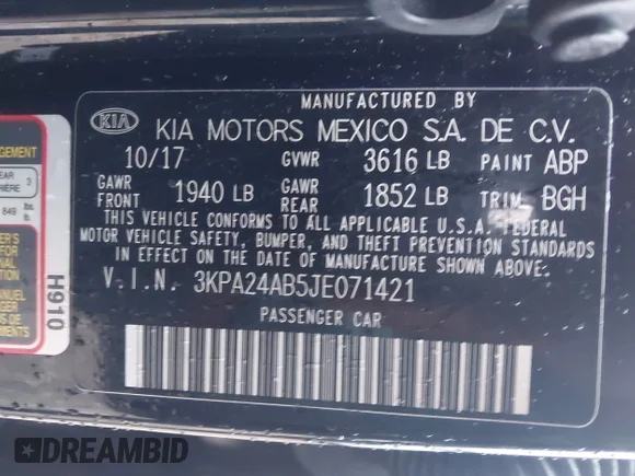 ✅ 2018 Kia Rio S • VIN: 3KPA24AB5JE071421 • Лот: 44485469. Опубліковано раніше на IAAI з пробігом 109 995 миль. Безкоштовний доступ до архіву аукціонних продажів зі США та докладний звіт про історію автомобіля на DreamBid. Зображення 9.