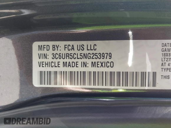 ✅ 2022 Ram 2500 Tradesman • VIN: 3C6UR5CL5NG253979 • Lot: 43734088. Wystawiony na IAAI z przebiegiem 107 102 mil. Bezpłatny archiwum sprzedaży aukcyjnych z USA i szczegółowy raport historii pojazdu na DreamBid. Zdjęcie 9.