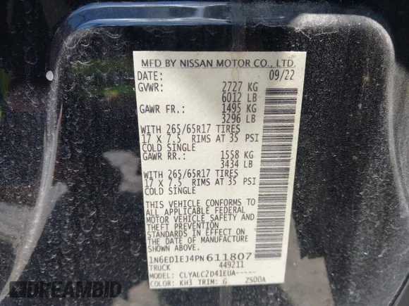 ✅ 2023 Nissan Frontier Pro-X • VIN: 1N6ED1EJ4PN611807 • Lot: 45226984. Wystawiony na IAAI z przebiegiem 25 270 mil. Bezpłatny archiwum sprzedaży aukcyjnych z USA i szczegółowy raport historii pojazdu na DreamBid. Zdjęcie 9.
