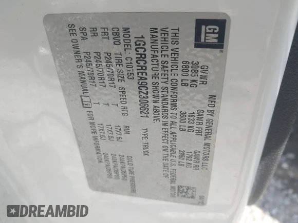✅ 2012 Chevrolet Silverado 1500 LS • VIN: 1GCRCREA9CZ306621 • Lot: 44824177. Listed on IAAI with 250,984 mi. Free auction sales archive from the USA and detailed vehicle history report at DreamBid. Image 9.