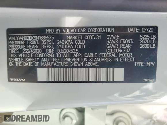 ✅ 2021 Volvo XC60 Momentum • VIN: YV4102DK9M1685575 • Лот: 49667626. Опубліковано раніше на Copart з пробігом 13 981 миль. Безкоштовний доступ до архіву аукціонних продажів зі США та докладний звіт про історію автомобіля на DreamBid. Зображення 13.