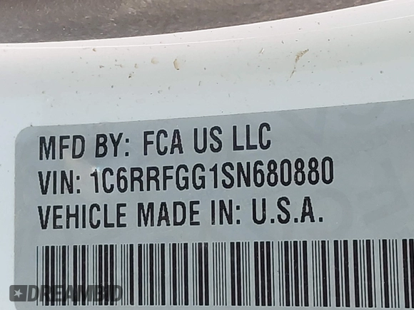 ✅ 2025 Ram 1500 Tradesman • VIN: 1C6RRFGG1SN680880 • Lot: 43518210. Wystawiony na IAAI z przebiegiem Nie podano. Bezpłatny archiwum sprzedaży aukcyjnych z USA i szczegółowy raport historii pojazdu na DreamBid. Zdjęcie 9.