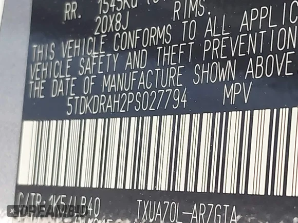✅ 2023 Toyota Highlander XSE • VIN: 5TDKDRAH2PS027794 • Lot: 43750105. Listed on IAAI with 12,541 mi. Free auction sales archive from the USA and detailed vehicle history report at DreamBid. Image 9.