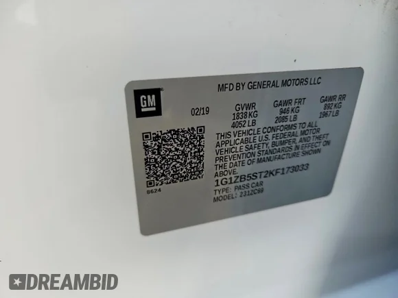 ✅ 2019 Chevrolet Malibu LS • VIN: 1G1ZB5ST2KF173033 • Лот: 97652785. Опубликован ранее на Copart с пробегом 73 506 миль. Бесплатный доступ к архиву аукционных продаж из США и подробный отчёт об истории автомобиля на DreamBid. Изображение 12.