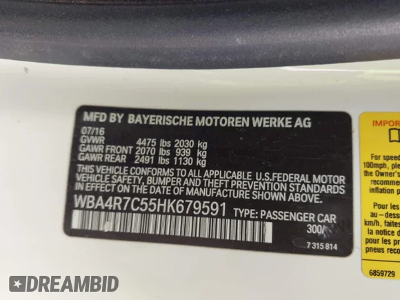 ✅ 2017 BMW 4 Series 430i • VIN: WBA4R7C55HK679591 • Lot: 42259560. Wystawiony na IAAI z przebiegiem Nie podano. Bezpłatny archiwum sprzedaży aukcyjnych z USA i szczegółowy raport historii pojazdu na DreamBid. Zdjęcie 9.