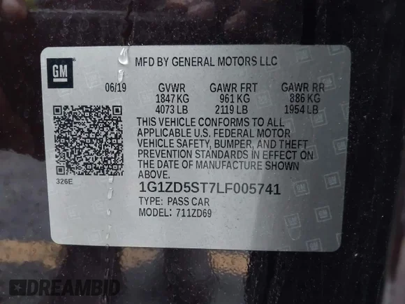 ✅ 2020 Chevrolet Malibu LT • VIN: 1G1ZD5ST7LF005741 • Lot: 43556530. Wystawiony na IAAI z przebiegiem 145 822 mil. Bezpłatny archiwum sprzedaży aukcyjnych z USA i szczegółowy raport historii pojazdu na DreamBid. Zdjęcie 9.