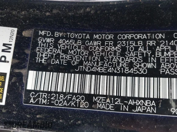 ✅ 2022 Toyota Corolla Nightshade • VIN: JTND4MBE4N3184530 • Lot: 42819729. Wystawiony na IAAI z przebiegiem 73 546 mil. Bezpłatny archiwum sprzedaży aukcyjnych z USA i szczegółowy raport historii pojazdu na DreamBid. Zdjęcie 9.