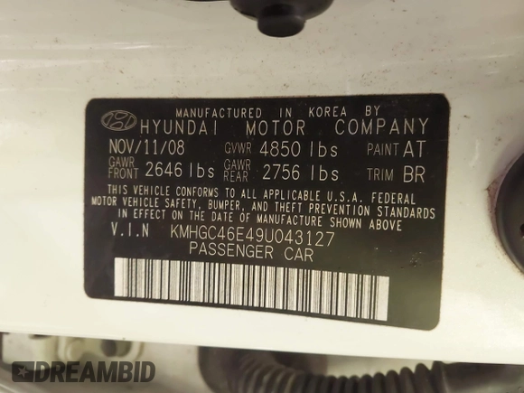 ✅ 2009 Hyundai Genesis • VIN: KMHGC46E49U043127 • Lot: 44117489. Wystawiony na IAAI z przebiegiem 285 244 mil. Bezpłatny archiwum sprzedaży aukcyjnych z USA i szczegółowy raport historii pojazdu na DreamBid. Zdjęcie 9.