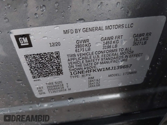 ✅ 2021 Chevrolet Traverse LS • VIN: 1GNERFKW1MJ139657 • Lot: 43214055. Wystawiony na IAAI z przebiegiem 78 272 mil. Bezpłatny archiwum sprzedaży aukcyjnych z USA i szczegółowy raport historii pojazdu na DreamBid. Zdjęcie 9.