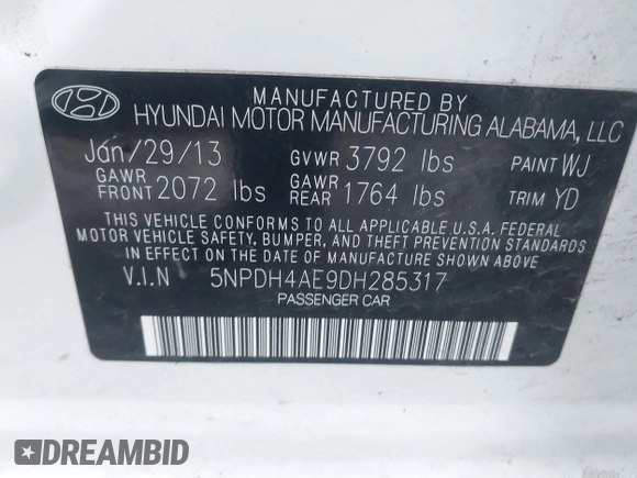 ✅ 2013 Hyundai Elantra GLS • VIN: 5NPDH4AE9DH285317 • Lot: 44096621. Wystawiony na IAAI z przebiegiem 149 530 mil. Bezpłatny archiwum sprzedaży aukcyjnych z USA i szczegółowy raport historii pojazdu na DreamBid. Zdjęcie 9.