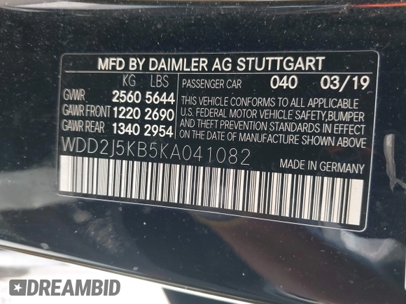 ✅ 2019 Mercedes-Benz CLS 450 • VIN: WDD2J5KB5KA041082 • Lot: 41995701. Wystawiony na IAAI z przebiegiem 65 844 mil. Bezpłatny archiwum sprzedaży aukcyjnych z USA i szczegółowy raport historii pojazdu na DreamBid. Zdjęcie 9.