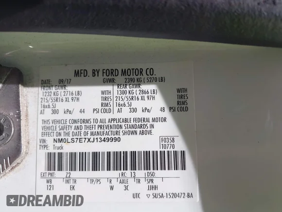 ✅ 2018 Ford Transit Connect XL • VIN: NM0LS7E7XJ1349990 • Лот: 44972200. Опубліковано раніше на IAAI з пробігом Не вказано. Безкоштовний доступ до архіву аукціонних продажів зі США та докладний звіт про історію автомобіля на DreamBid. Зображення 9.