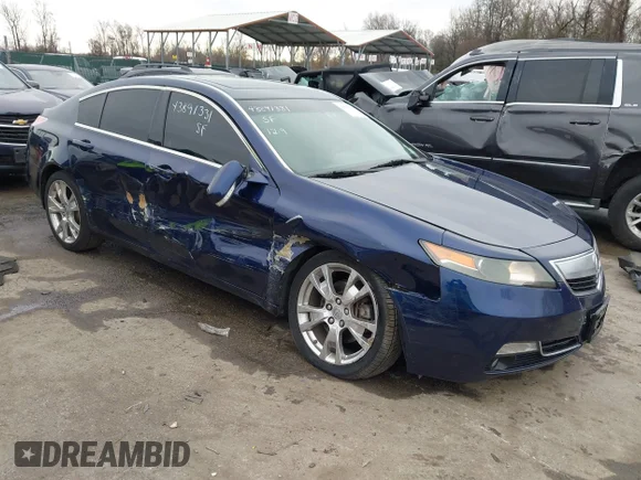 ✅ 2014 Acura TL Advance • VIN: 19UUA9F7XEA000341 • Lot: 43891331. Listed on IAAI with 100,007 mi. Free auction sales archive from the USA and detailed vehicle history report at DreamBid. Image 1.
