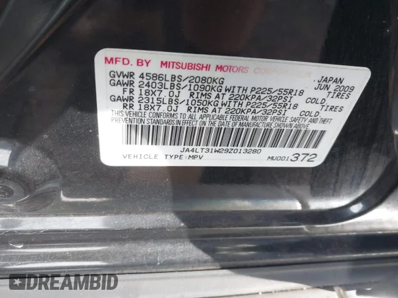 ✅ 2009 Mitsubishi Outlander SE • VIN: JA4LT31W29Z013280 • Лот: 43326513. Опубліковано раніше на IAAI з пробігом 171 648 миль. Безкоштовний доступ до архіву аукціонних продажів зі США та докладний звіт про історію автомобіля на DreamBid. Зображення 9.