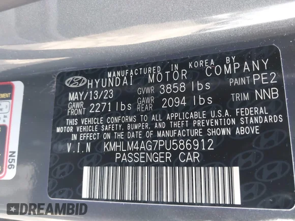 ✅ 2023 Hyundai Elantra SEL • VIN: KMHLM4AG7PU586912 • Lot: 44121402. Wystawiony na IAAI z przebiegiem 18 503 mil. Bezpłatny archiwum sprzedaży aukcyjnych z USA i szczegółowy raport historii pojazdu na DreamBid. Zdjęcie 9.