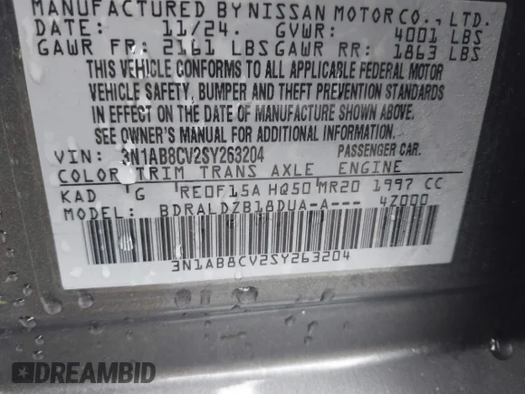 ✅ 2025 Nissan Sentra SV • VIN: 3N1AB8CV2SY263204 • Lot: 44442983. Wystawiony na IAAI z przebiegiem 7 635 mil. Bezpłatny archiwum sprzedaży aukcyjnych z USA i szczegółowy raport historii pojazdu na DreamBid. Zdjęcie 9.