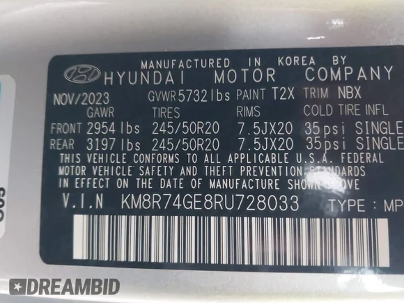 ✅ 2024 Hyundai Palisade Calligraphy • VIN: KM8R74GE8RU728033 • Lot: 43772289. Wystawiony na IAAI z przebiegiem 25 314 mil. Bezpłatny archiwum sprzedaży aukcyjnych z USA i szczegółowy raport historii pojazdu na DreamBid. Zdjęcie 9.